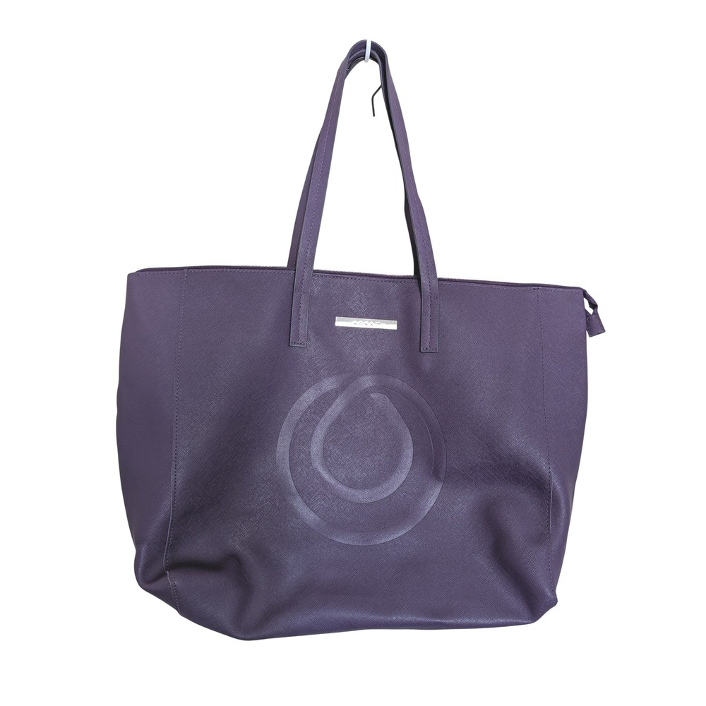Monat Purple Saffiano Vegan Leather Zip Top Tote Bag Large Shoulder Bag Logo